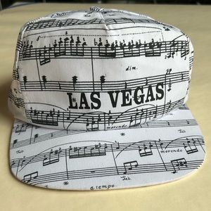 -Vintage 90s Las Vegas souvenir SnapBack ball cap, allover musical note p…